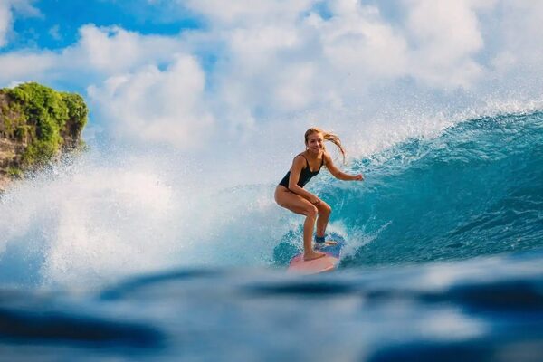 Surfer riding a wave