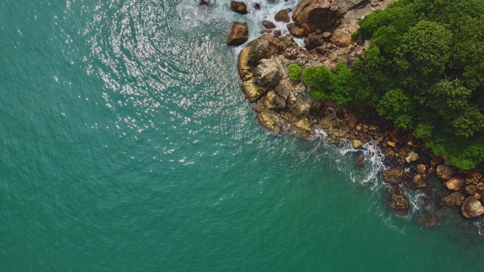 Aerial view of Weligama coastline